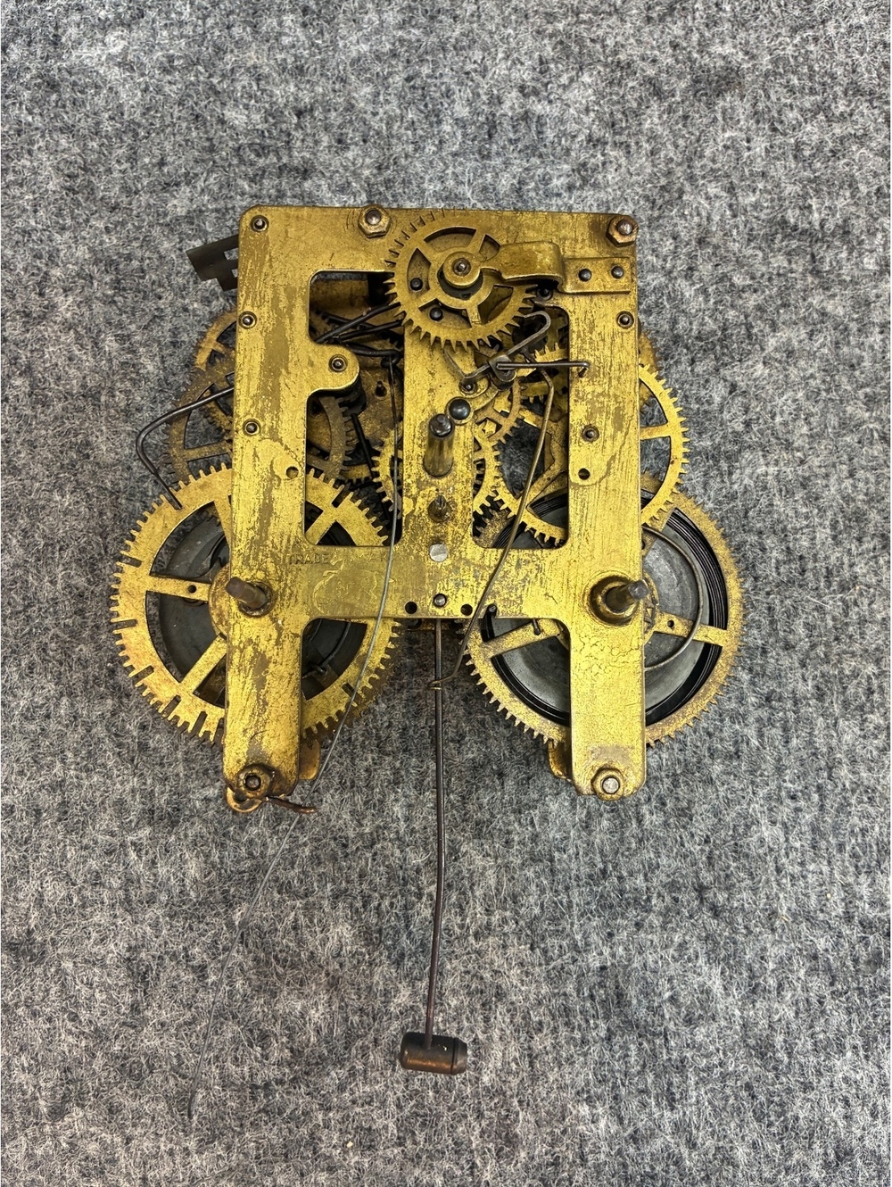 Japanese Owari Antique Brass Clock Movement Mechanism with Gears and Springs